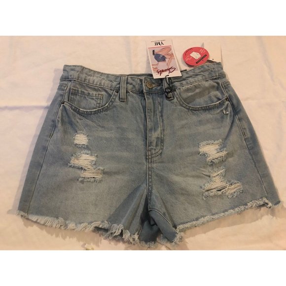 YMI Dream authentic Denim jeans Collection Distressed raw hem Shorts size 11/30 - Picture 2 of 9